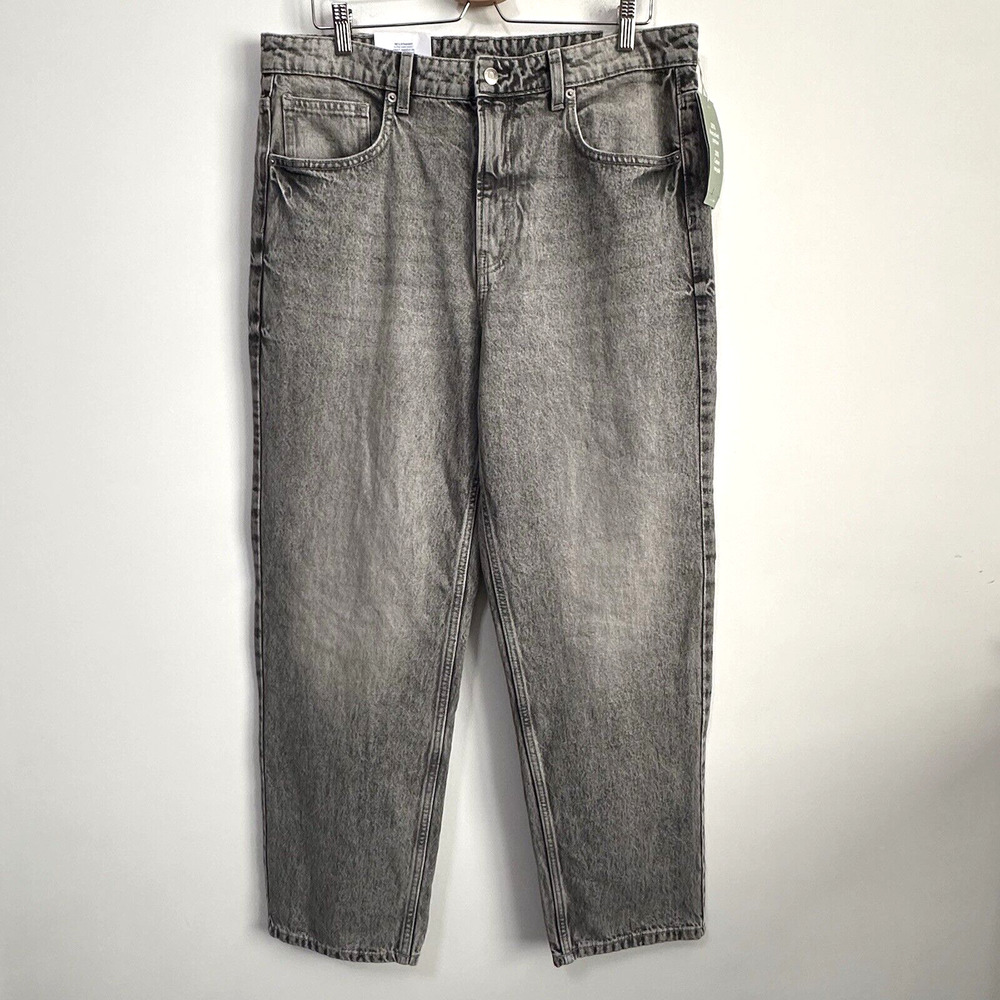 &Denim‎ H&M 90s Ultra High Waist Straight Leg Jeans 14 Gray 36 x 30 Y2K NEW